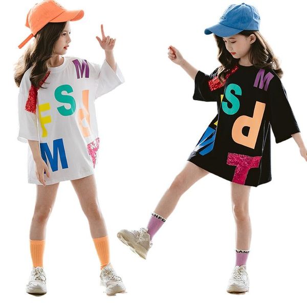 Camisetas para niñas, ropa de Boutique, Tops con letras, camiseta, sudadera para 4, 5, 6, 7, 8, 9, 10, 11, 12, 13 y 14 años, camisetas de algodón con lentejuelas