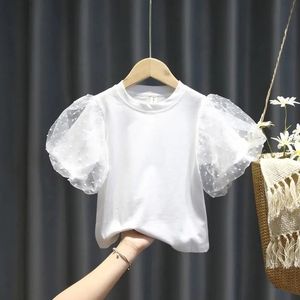 T-shirts filles T-shirt à manches courtes T-shirt à manches bulles pour enfants bébé été bas chemise enfants haut 230606