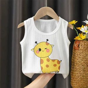 T-shirts meisjes zomer t-shirt top casual kindercartoon afdrukken mouwloos puur katoenen zachte t-shirt kindertank top d240525