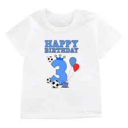 T-shirts Happy Birthday Football Crown 1-7 Year Print Kids T Shirt Boys 8-11 Number Gym Shoes Design Tees Children Funny Gift Baby Top Y240521