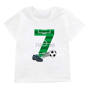 T-shirts gelukkige verjaardag voetbal kroon 1-7 jaar print kinderen t shirt jongens 8-11 nummer sportschool schoenen ontwerp tees kinderen grappig cadeau baby top 240410