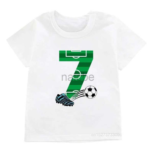 Camisetas Happy Birthday Football Crown 1-7 Año impreso Kids T Shirt Boys 8-11 Número de zapatos de gimnasia TEES TEES Niños Funny Baby Top 240410