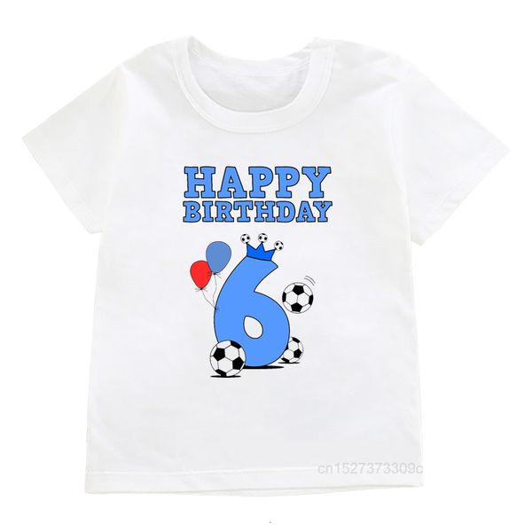 T-shirts Joyeux Anniversaire Football Couronne 1-7 Ans Imprimer Enfants T Shirt Garçons 8-11 Numéro Gym Chaussures Conception Tees Enfants Drôle Cadeau Bébé Top 230418