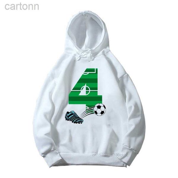 T-shirts Joyeux anniversaire Football Couronne 3-7 ans Imprimer Sweats à capuche pour enfants Garçons 8-11 Numéro Chaussures de sport Design Sweat-shirt Cadeaux créatifs pour enfants ldd240314