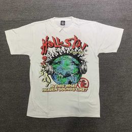 T-shirtler Hellstar Studios Globe Tee Plus Size Erkek T-Shirtleri Ağır Pamuklu Üstler Erkek Vintage Büyük Boy T-shirt Sokak Giyimi Gençlik Tişörtleri Hellstars Big Tall Short Sleeves133N
