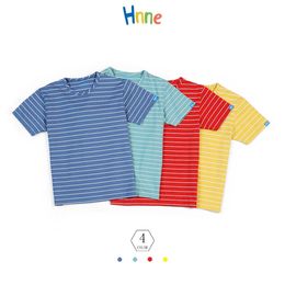 T-shirts Hnne 2022 été nouveau T-shirt rayé enfants couleur contrastée confortable hauts pour enfants unisexe garçons filles t-shirts HK210225 T230209