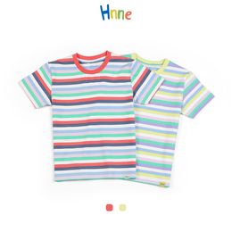 T Shirts Hnne zomer kleurrijke gestreepte kinderen unisex jongens meisjes comfortabele tops 3 jaar 14 jaar kwaliteit t -shirt tees 230411