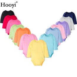 T-shirts Hooyi 2018 Bébées de bébé à manches longues Bodys Solid Pure Girls Jumps 100% coton Vêtements prématurés doux Chemises nouveau-nés 024m