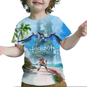 T-shirts Horizon verboden West T-shirt voor kinderen jongens Haruku 3D T-shirt zomer Kinderen Kort Mouw T-shirt Cartoon Baby T-shirts