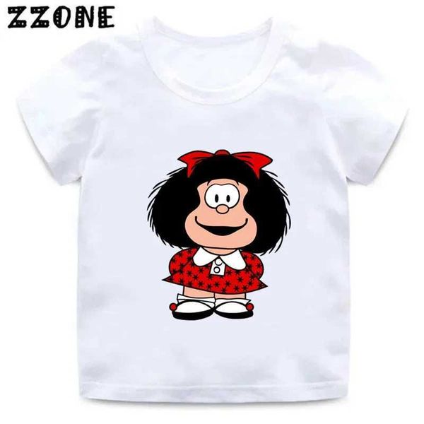 T-shirts Vente chaude mignonne mafalda imprimement enfants t-shirt dessin animé filles vêtements bébé garçons manches t-shirts d'été pour enfants vêtements