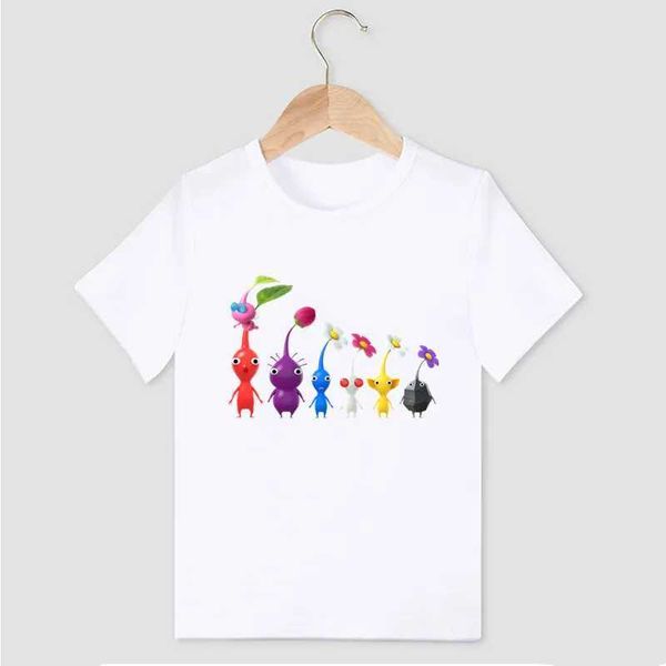 T-shirts Hot Sell Childrens T-shirt Video Game Pikmin 4 Cartoon imprimé T-shirts pour garçons Summer Childrens Courts à manches courtes Baby Girls Clothingl2405