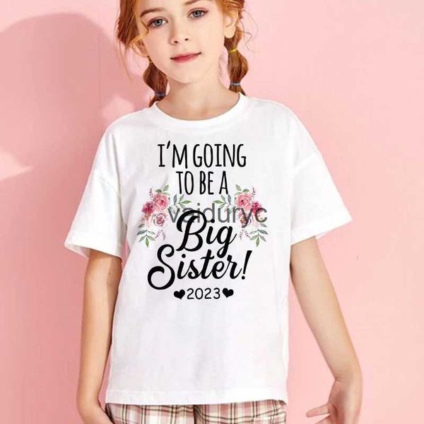 Camisetas Estoy siendo ascendido a hermana mayor 2023 Camiseta para niños Camisetas de anuncio de bebé Camisetas para niñas Camisetas para niños pequeños Ropa informal de veranovaiduryc