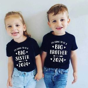 T-shirts Je suis promu à Big Sister / Brother 2024 Baby Annonce T-shirt Kids T-shirt Children Tops Toddler Tshirt Vêtements d'été T240513