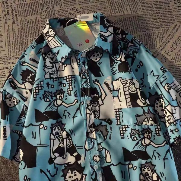 T-shirts japon bandes dessinées boy graffiti hommes anime chemises drôle plage hawaii bouton de chemise lâche grand tee-shirt d'été 2xl t-shirt harajuku loi
