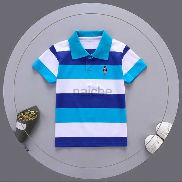 Camisetas Jargazol Boys Shirts Color Stripes Camiseta de verano Top Top Camiseta 2T-7T Ropa para niños Camiseta Camiseta Boy Sport Tees 240410