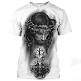 T-shirts Jésus Christ Match Shirt for Men Summer Casual Owck Overs Support Catholicisme Catholicisme Imprimez rapidement Mens2024
