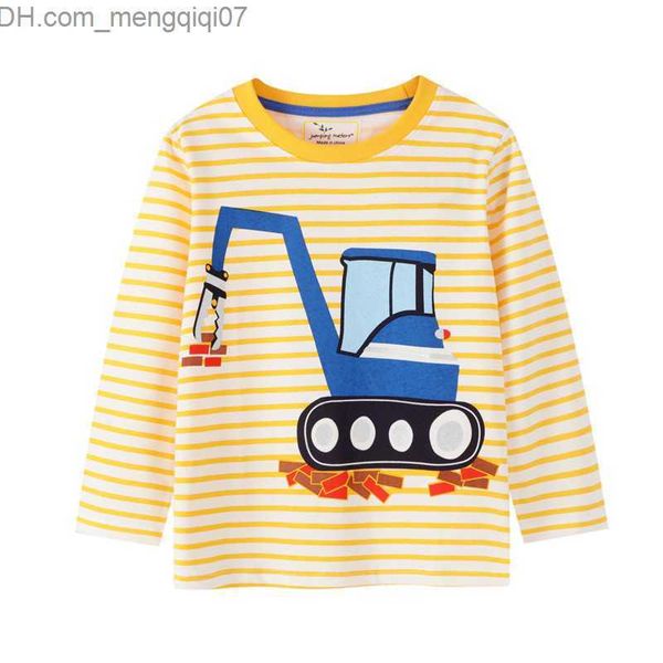 T-shirts Jumping mètres Personnages de dessins animés Garçons Coton T-shirts Stripe Bébé Hauts à manches longues Enfants Automne Hiver Vêtements pour 2-7T 210529 Z230721