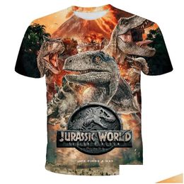 T-shirts Jurassic World Fallen Kingdom Cool Dinosaur Head Impression 3D T-shirt Garçons Et Filles Hiphop Tee T-shirt Garçon Couleur Vêtements Drop K Dhedi