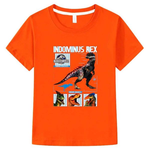 T-shirts Jurassic World India Rex Summer Childrens T-shirt coton garçons et filles T-shirt à manches courtes garçons et enfants Vêtements Childrens Clothingl2405