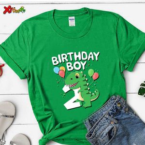 T-shirts Enfants Numéro D'anniversaire Dessin Animé Dinosaure T-shirt Enfants Joyeux Anniversaire Bande Dessinée Présent T-shirt Court Garçons Filles Animal Cadeau Drôle T230209