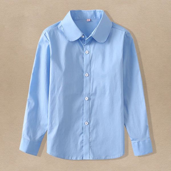 T-shirts Kids Blue Shirts For Girls School Uniform Blouses pour garçon manches longues de style préppy