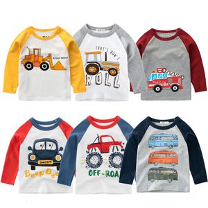 T-shirts Enfants Garçons Bébé À Manches Longues Pelle Tops Enfants Printemps Coton Vêtements 5 6 8 Ans Garçon Toddler T-shirts Bus Car 230731