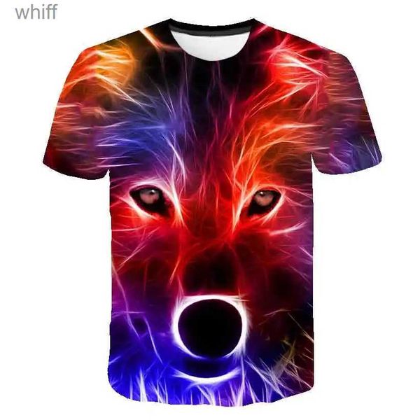 Camisetas Niños Niños Camiseta Bebé Manga Corta Animal Lobo Tops Niños Verano Impresión 3D Sudadera 1-14 Años Niño Niña Cool Wolf CamisetasC24319