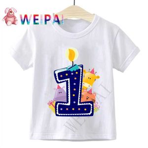 T-shirts enfants dessin animé anniversaire numéro 1 imprimé t-shirts boy fille je suis 1 cadeau drôle bébé bébé 1 an t-shirt enfants tops d240529