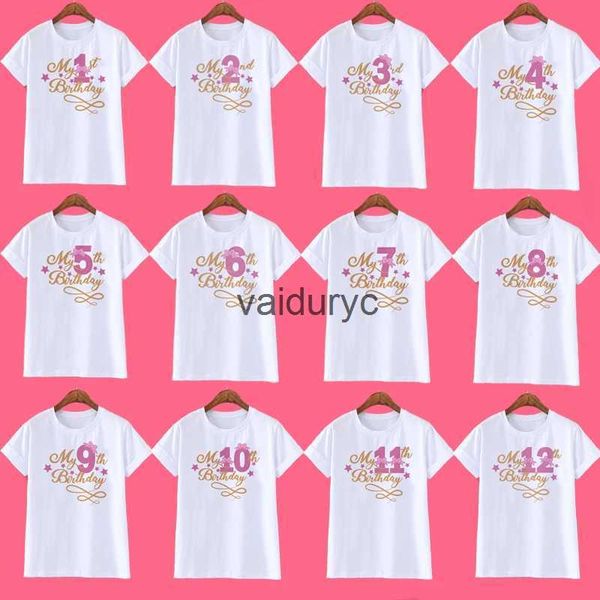 Camisetas Niños Niñas Verano Número de cumpleaños Camisetas Camiseta de manga corta Tamaño 1-12 años Ropa de fiesta para niños Tops Regalos de cumpleaños para niñasvaiduryc