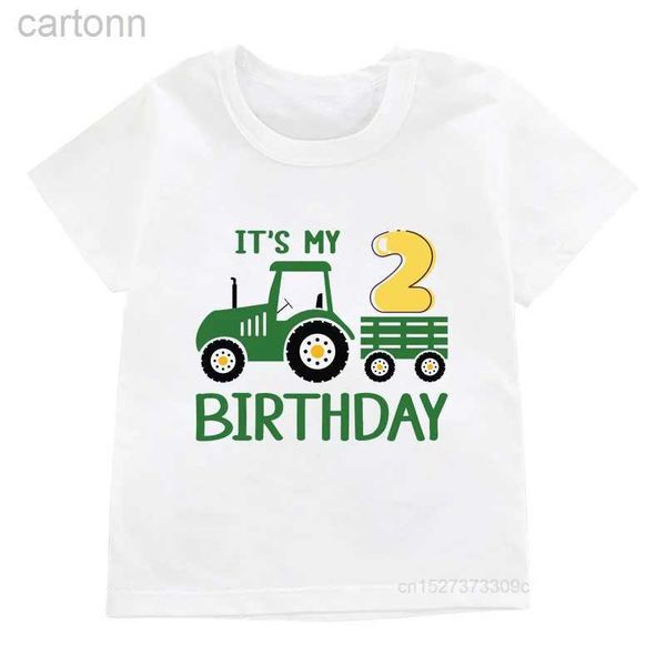 Camisetas Niños ItS My 1-10 Camisetas de cumpleaños Niños/Niñas Cool Farm Tractor Ropa estampada Niños Happy Party Regalos Bebé Camisetas suaves Tops ldd240314