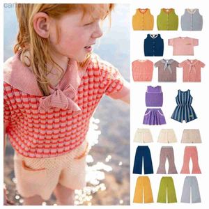 T-shirts enfants ensembles 24 nouveaux produits d'été pour garçons filles KP coton modal Cool tricoté hauts filles cloche bas enfants vêtements filles ldd240314