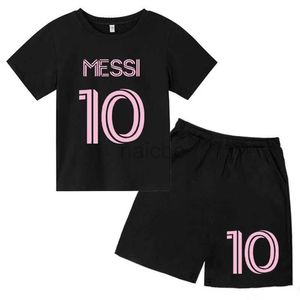T-shirts Kids Super Soccer Star No.10 Impression 2pcs T-shirts + pantalons Sports Costumes 3-14 ans Boys Girls Idol Streetwear Children Tenits sets 240410
