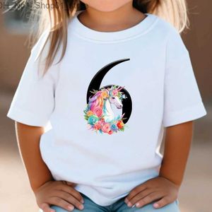 T-shirts Enfants T-shirt Numéros d'anniversaire 1-10 Chemise D'été Filles Anniversaire Tops Blanc À Manches Courtes T-shirts Sauvages Enfants Vêtements De Fête Q240218