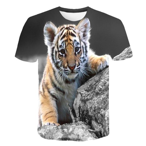 Camisetas para niños camiseta tigre 3d estampado animal fresco camiseta para niños manga corta verano transpirable o cuello tops casuales 2022