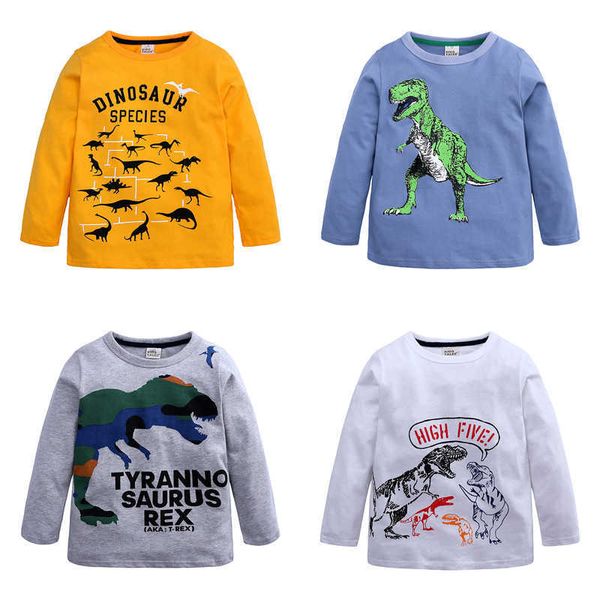 T-shirts enfants T-shirts garçons à manches longues tops dessin animé dinosaur filles filles coton t-shirts pour le printemps automne