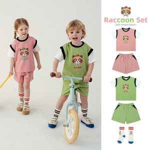 T-shirts Koreaanse kinderkleding T shirts shorts voor 2023New zomer ps baby jongens meisjes korte mouw T-shirt pak kinderkleding 2 tot 8 jaar p230419