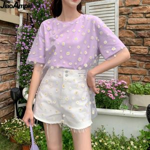 T-shirts coréens mode Sweet Mesh Daisy Tshirt For Women Ins Loose Girl Joker Tops 2020 Summer Streetwear Clothing Streetwear