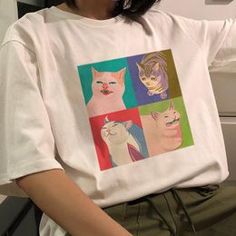 Футболки в Корейском стиле, забавная кошка, пародия, повседневный альбом, готический хип-хоп, Ulzzang, дропшиппинг, футболка в стиле Харадзюку с обычным принтом, одежда в стиле панк, женская футболка