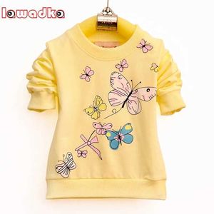 T-shirts Lawadka Baby Girls T-shirt Beautiful Butterfly Lange mouwen band Sports Girls T-shirt katoen kinderen Kledingl240509