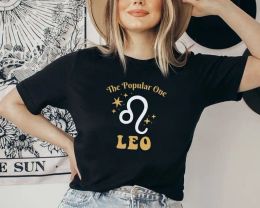 T-shirts T-shirt Lion Zodiac Sign, chemises du groupe céleste, signe du zodiaque personnalisé Bachelorette Tshirt Short Sleeve Top Tees O Neck goth y2k