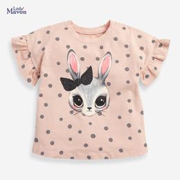 Camisetas Little maven 2022 Lovely Rabbit Summer T-shirt Cotton Pink Spot Ropa suave y cómoda Nuevas camisetas de moda para niños de 2 a 7 años T230209