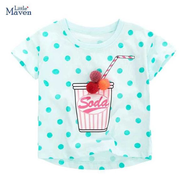 Camisetas Little Maven Baby Girls Tamisas de verano Cartoon Soda Milk Té Té para niños Camisetas para niños Ropa para niños 2 a 7 años Camisas Y240521