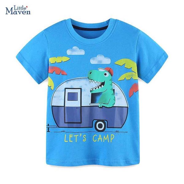 Camisetas Little Maven Childrens Clothing 2024 Tops de verano Nuevo ropa linda para niños Niños para niños Camisetas de dibujos animados de dibujos animados Camisetas de algodón Y240521