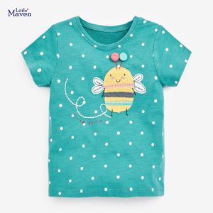T-shirts Little maven katoenen T-shirt korte mouwen zomerkleding met kleine bijen heerlijk voor baby meisjes kinderen 2 tot 7 jaar 230531