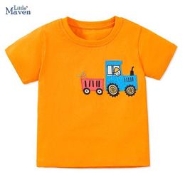 T-shirts Little Maven Year of the Dragon 2024 Summer Young Childrens Clothing T-Shirts Cartoon Tractor baby Baby Boys Kids Kleding Y240521