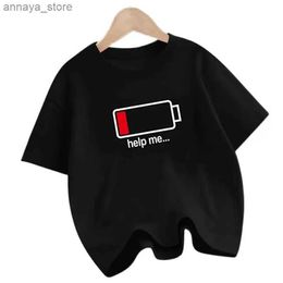 Camisetas La batería de baja energía me ayuda a imprimir camisetas para niños-Camisetas divertidas de Harajuku-Camiseta de verano para algodón para niños Top Top SHIRDSL2405