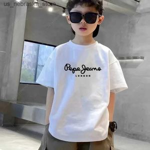 T-shirts luxe merk modieuze baby t-shirt katoen luxe merk bedrukt shirt shirt zomers en meisjes kleding korte mouwen kindercasual top Q240418