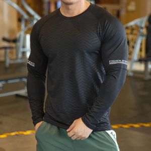 T-shirts hommes de compression sport chemises de fitness élasticité sweat-shirt d'entraînement respirant