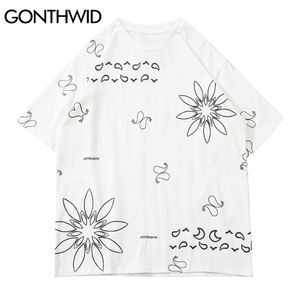 T-shirts Mannen Hip Hop Streetwear Bandana Paisley Bloempatroon Korte Mouw Tees Cotton Harajuku Casual Losse Tops Male 210602