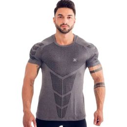 T-shirts mannen lopen sport t-shirt gym fitness training snel droog magere kort mouwen shirt mannelijke crossfit bodybuilding tee tops kleding